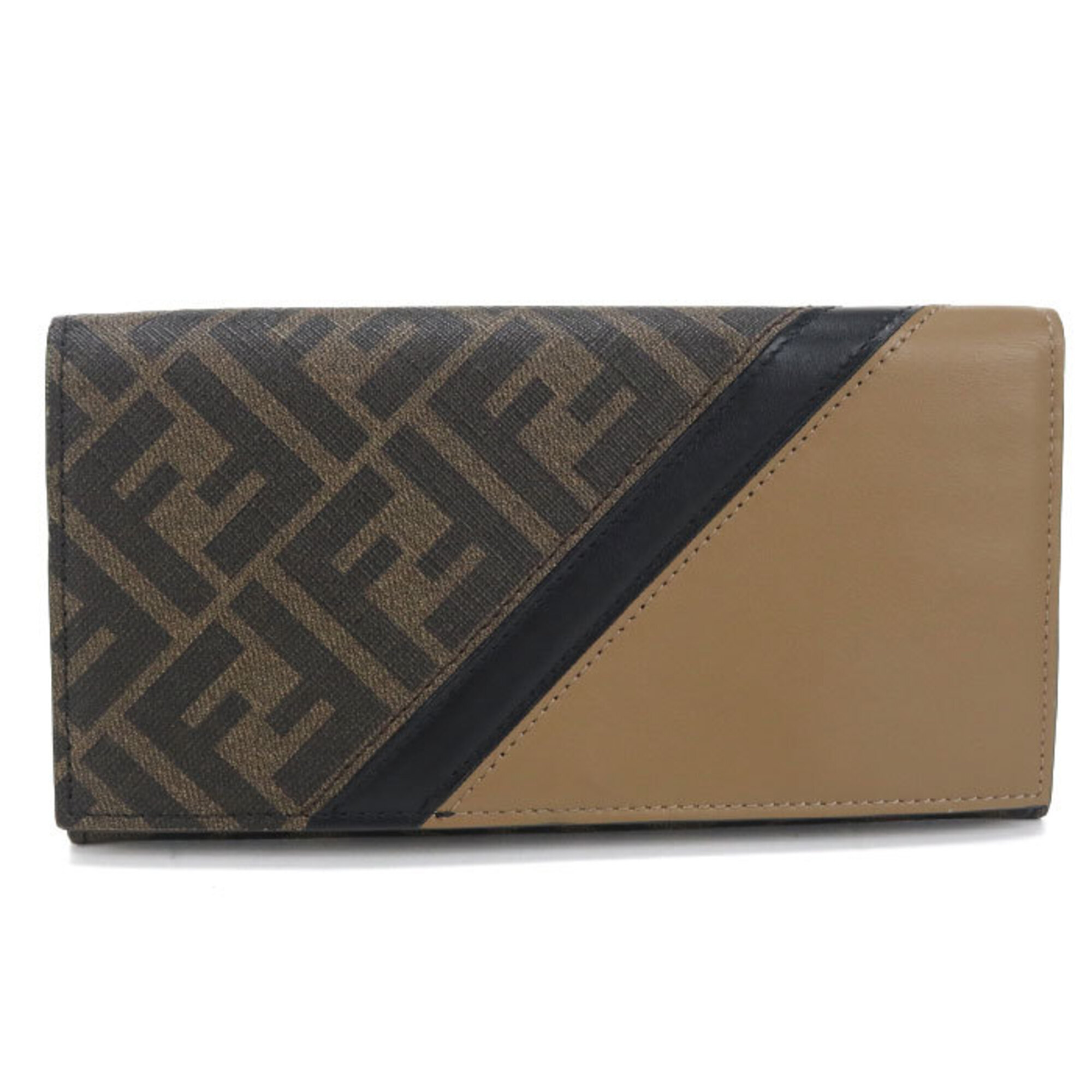 Fendi Bi-Fold Long Wallet 7m0264 Ajf8 Diagonal Men's Brown